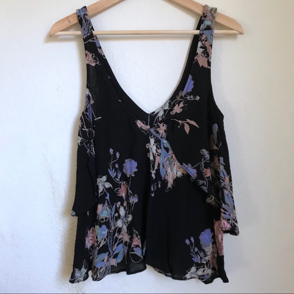 FREE PEOPLE Asymmetrical Floral Cropped Tank